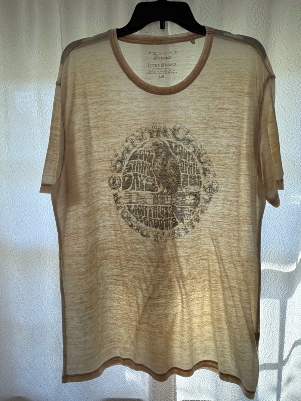 Lucky Brand Shirt Mens Large Gray Venice Burnout . Santa Cruz Music Festival.